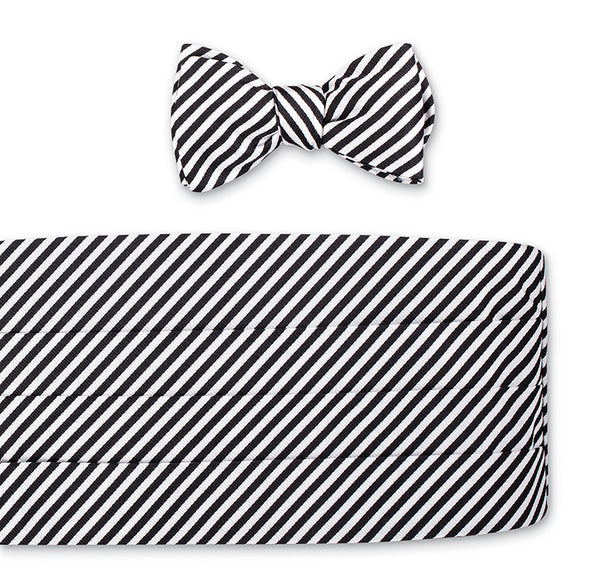 Black/White Sherman Stripes Cummerbund Set