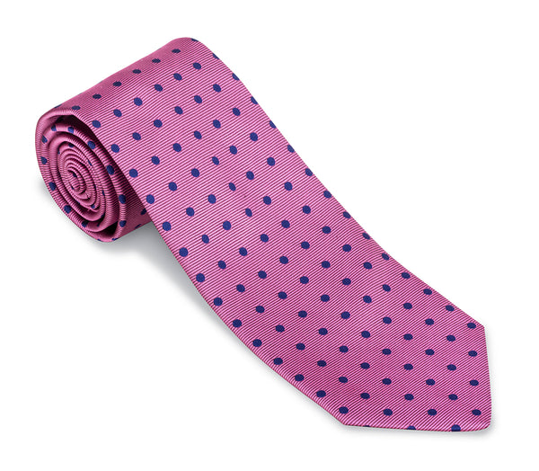 Pink/Navy Vero Dots Necktie
