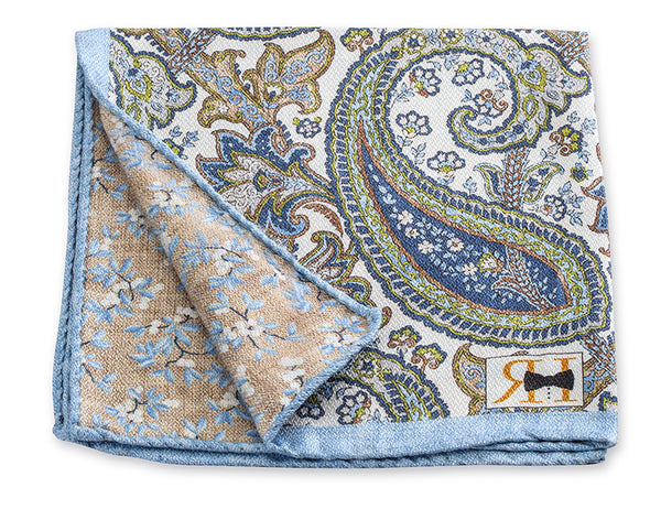 Natural Paisley/Flower Pocket Square