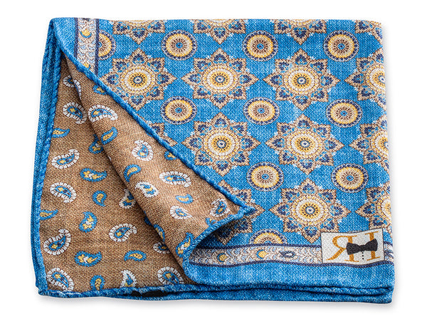 Blue Medallion/Pine Pocket Square