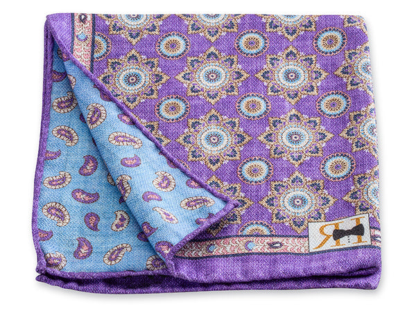 Purple Medallion/Pine Pocket Square