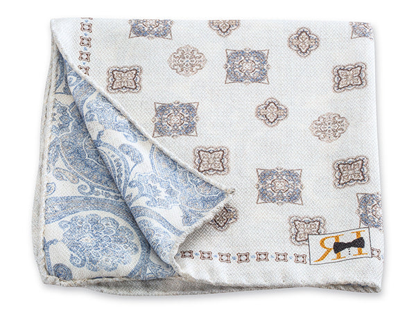 White Medallions/Paisley Pocket Square