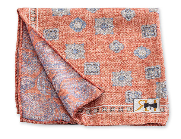 Coral Medallions/Paisley Pocket Square