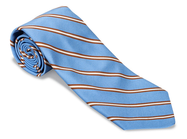 Light Blue/Mahogany Queens Stripes Necktie