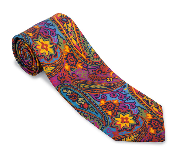 Blue/Green/Gold Freeport Paisley Necktie