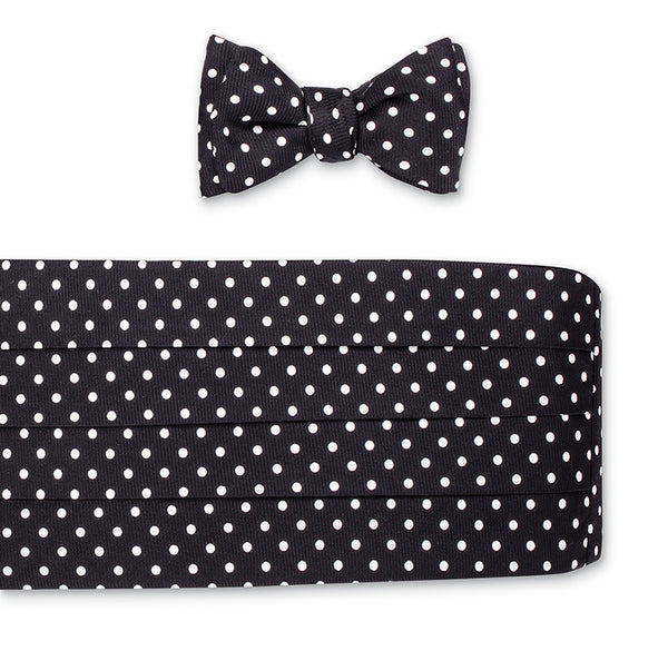 Black/White Windsor Dots Cummerbund Set