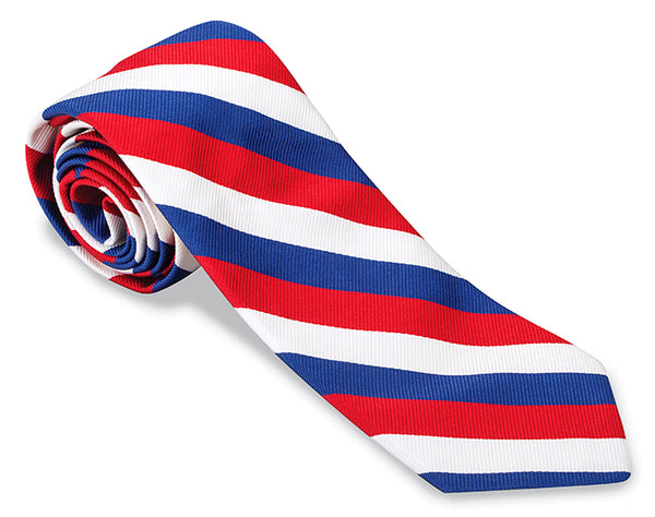 red, white and blue necktie