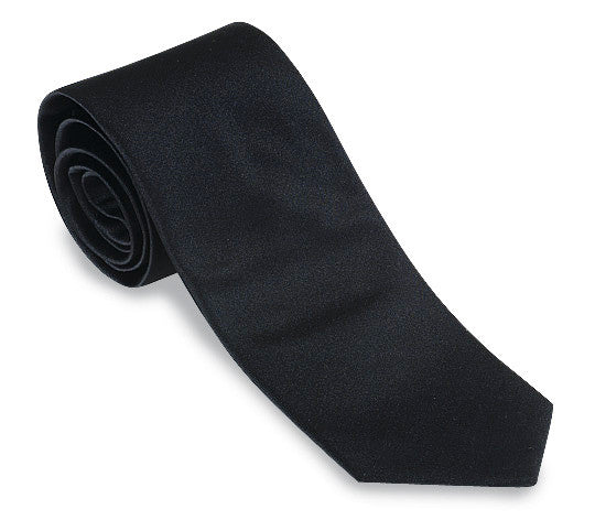 solid black silk tie with satin weave for formal events
