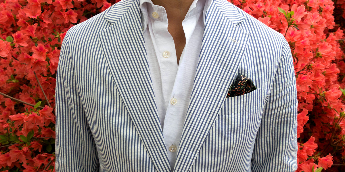 Blue and white striped double-sided Eyewear Pocket Square