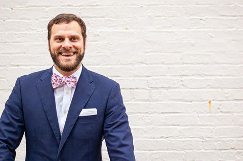 R. Hanauer wearing a unique bow tie for  spring