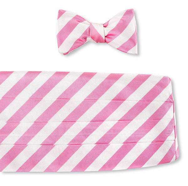 Pink/White Bar Stripes Cummerbund Set