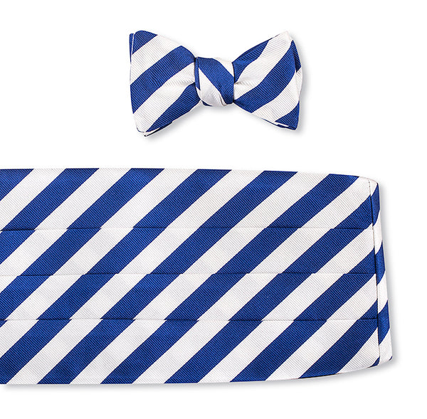 Blue/White Bar Stripes Cummerbund Set