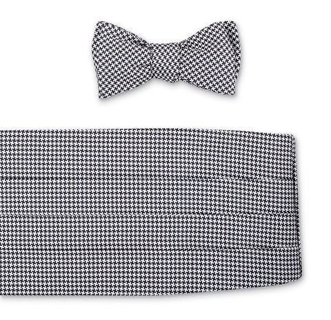Black/White Houndstooth Cummerbund Set