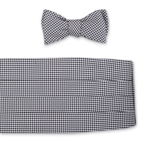 Black/White Houndstooth Cummerbund Set