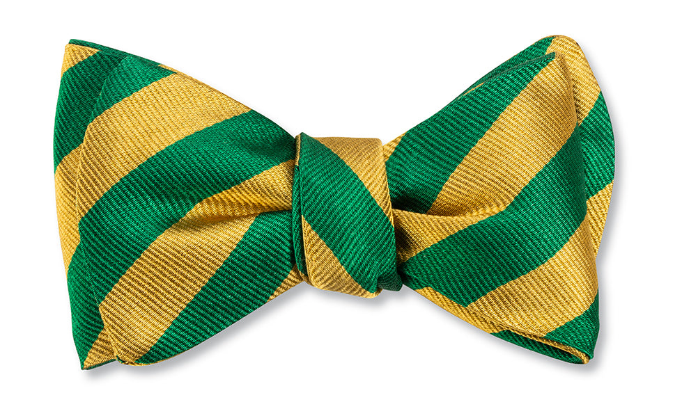 Gold/Green Bar Stripes Bow Tie