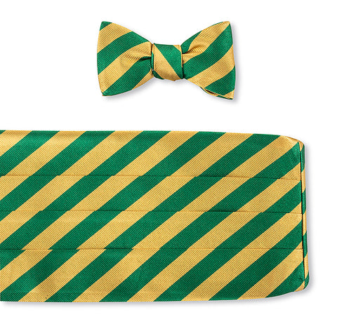 Gold/Green Bar Stripes Cummerbund Set