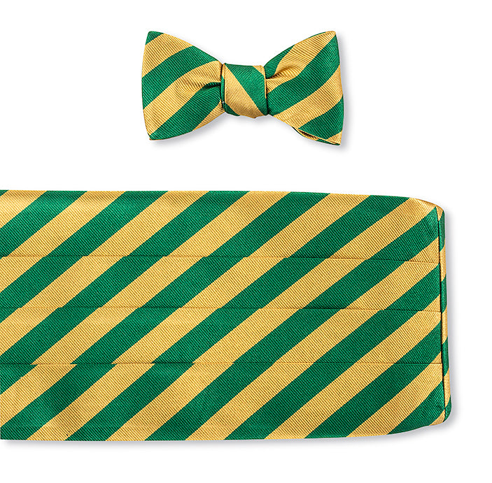 Gold/Green Bar Stripes Cummerbund Set
