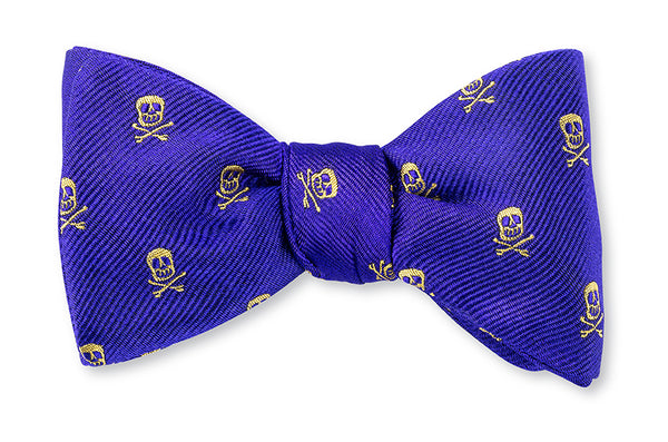 Purple/Gold Jolly Rogers Skull Bow Tie