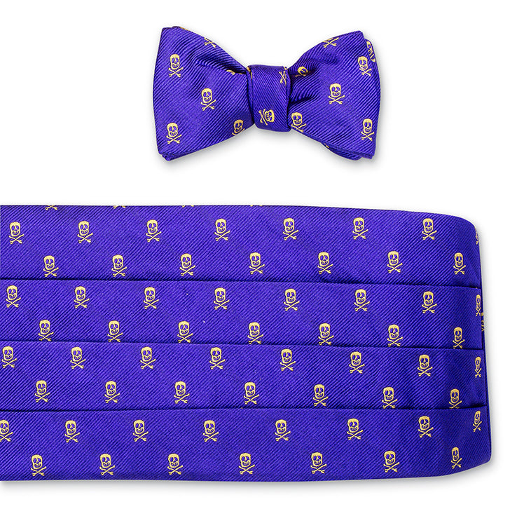 Purple/Gold Jolly Rogers Cummerbund Set