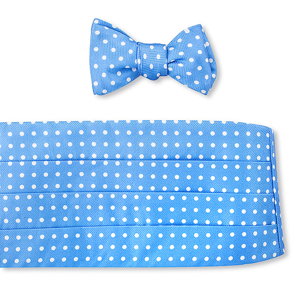 Blue/White Windsor Dots Cummerbund Set