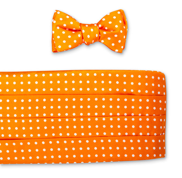Orange/White Windsor Dots Cummerbund Set