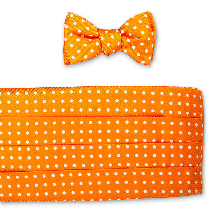 Orange/White Windsor Dots Cummerbund Set