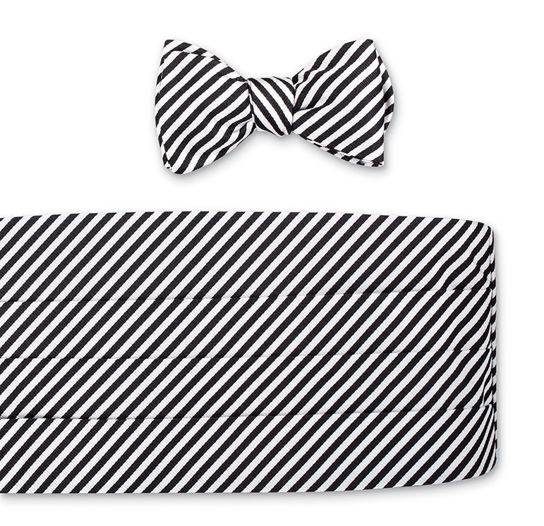 Black/White Sherman Stripes Cummerbund Set