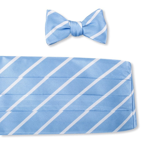 Light Blue/White Buckingham Stripes Cummerbund Set