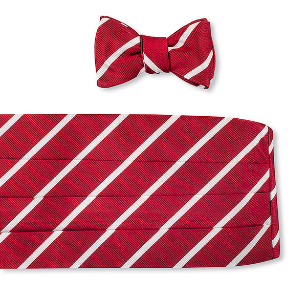 Red/White Buckingham Stripes Cummerbund Set