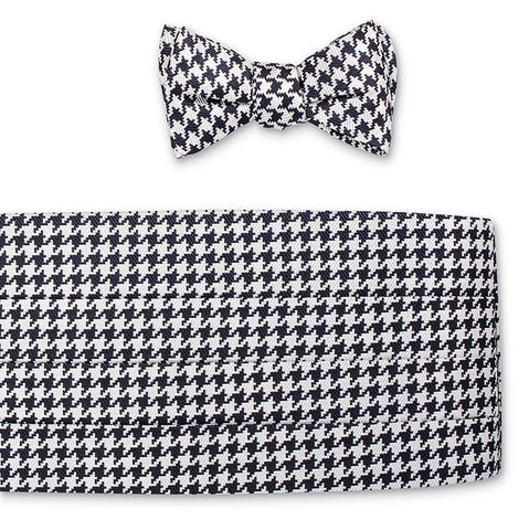 Black/White Large Houndstooth Cummerbund Set