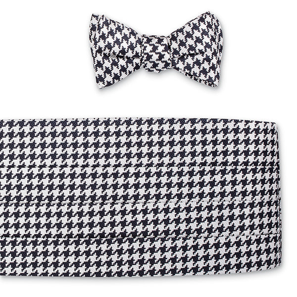 Black/White Large Houndstooth Cummerbund Set