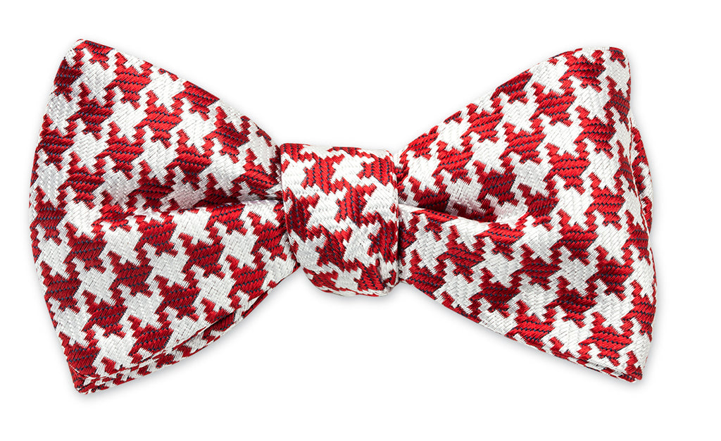 Red/White Large Houndstooth Bow Tie