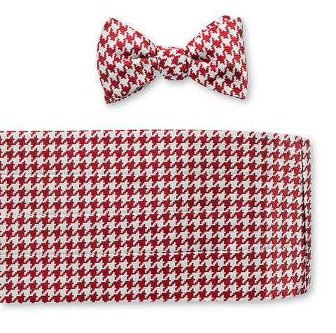 Red/White Large Houndstooth Cummerbund Set