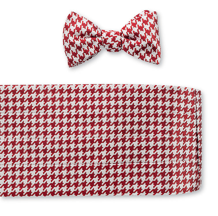 Red/White Large Houndstooth Cummerbund Set