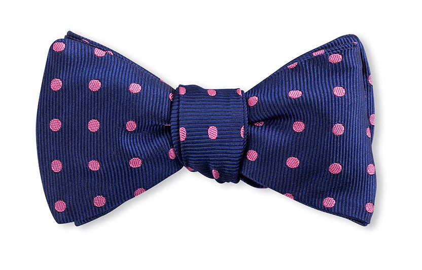 Navy/Pink Vero Polka Dots Bow Tie