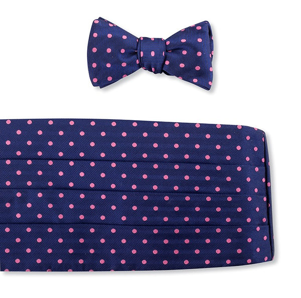 Navy/Pink Vero Dots Cummerbund Set