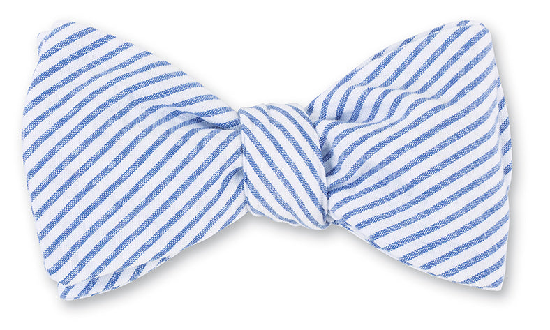 blue seersucker bow tie