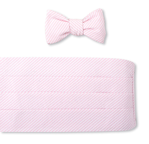 Pink/ White Seersucker Cummerbund Set