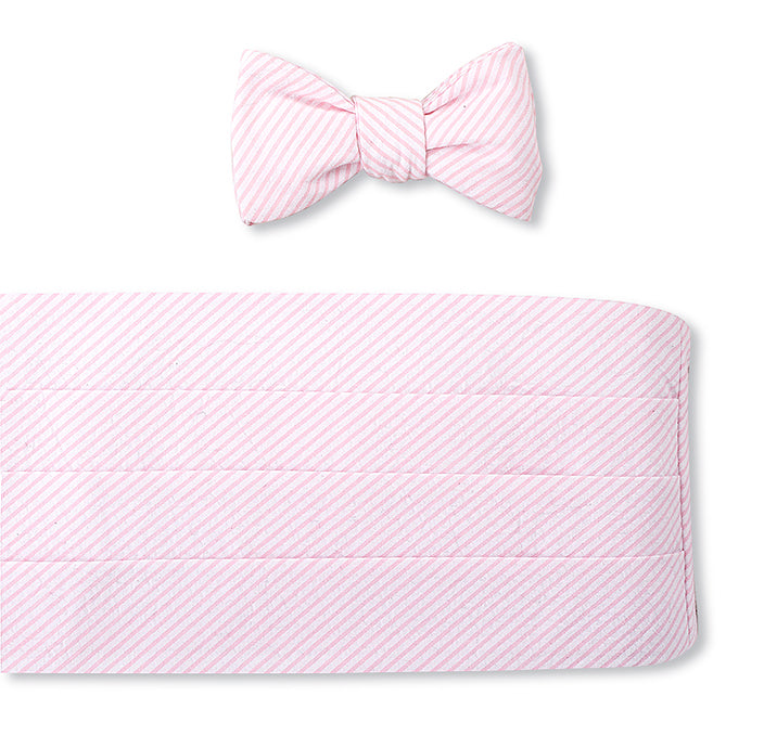 Pink/ White Seersucker Cummerbund Set