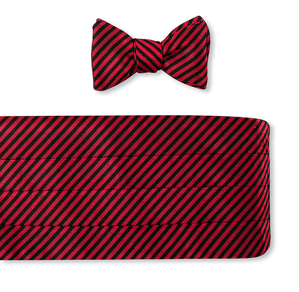 Red/Black Sherman Stripes Cummerbund Set