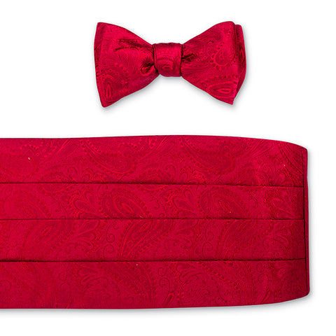 Red Paisley Cummerbund Set