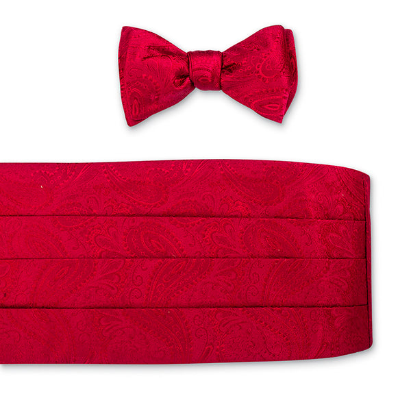 Red Paisley Cummerbund Set