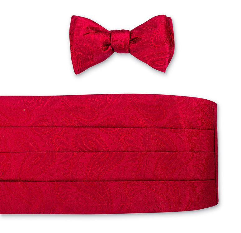 Red Paisley Cummerbund Set