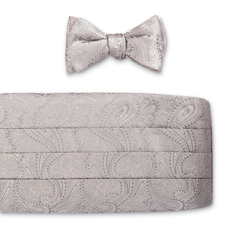 Silver Paisley Cummerbund Set
