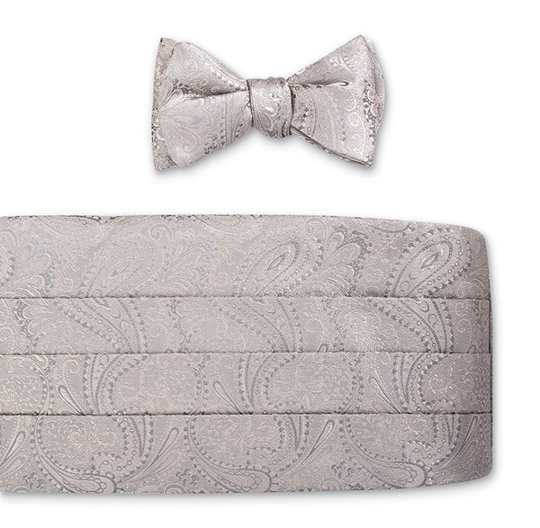 Silver Paisley Cummerbund Set