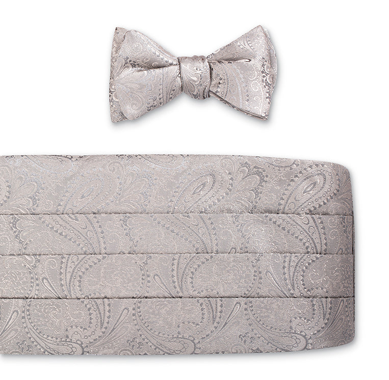 Silver Paisley Cummerbund Set