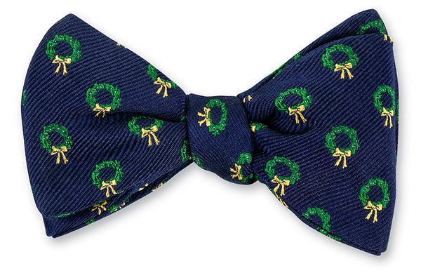 navy wreath bow tie