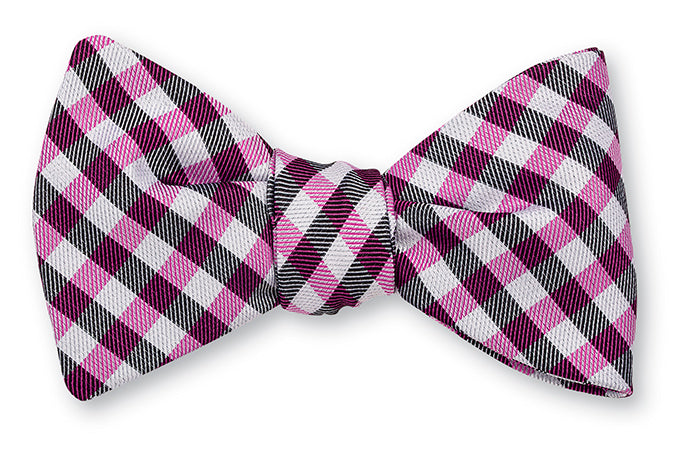 Pink Claiborne Gingham Bow Tie