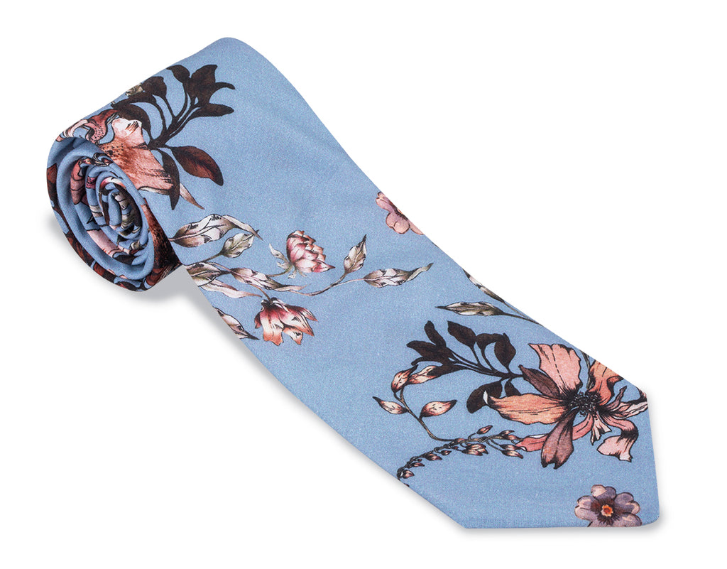 Blue Floral Necktie