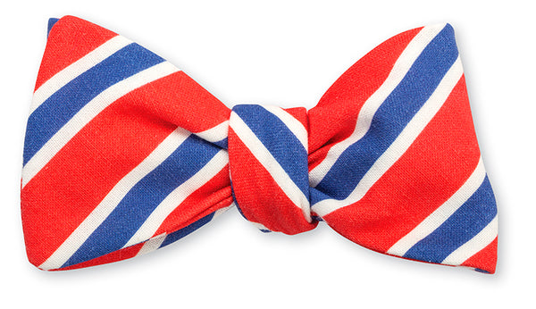 Coral/Blue Clearwood Stripes Bow Tie